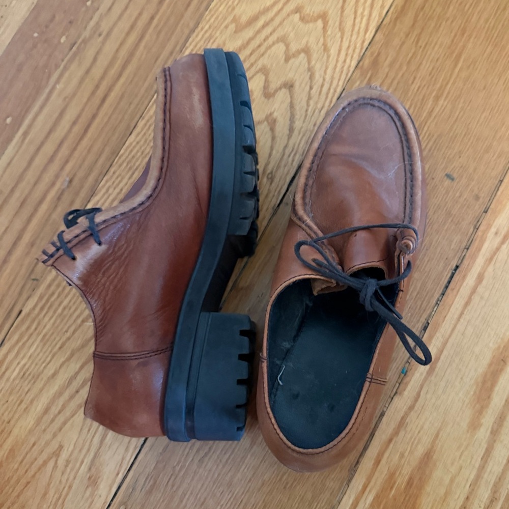 Vagabond Brown Leather Platform Lace Up Loafers 39